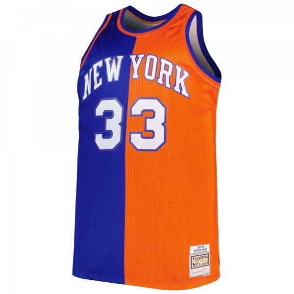 Men's New York Knicks Mitchell & Ness Blue/Orange Big & Tall Hardwood Classics 1991/92 Split Swingman Jersey