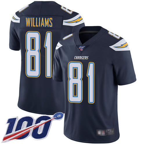 Los Angeles Chargers #81 Mike Williams Navy Blue Team Color Men's Stitched NFL 100th Season Vapor Limited Jersey