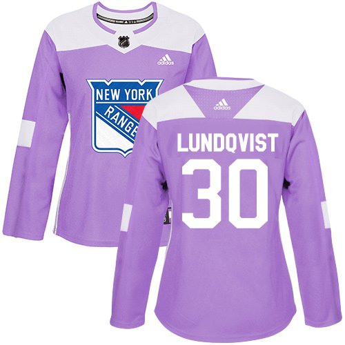 Women's Adidas New York Rangers #30 Henrik Lundqvist Purple Fights CancerStitched NHL Jersey