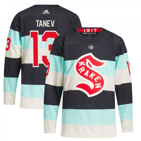 Men's Seattle Kraken #13 Brandon Tanev adidas Deep Sea Blue 2024 NHL Winter Classic Primegreen Player Jersey