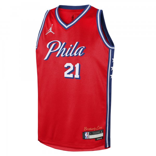 Youth Philadelphia 76ers Joel Embiid Jordan Brand Red Swingman Jersey - Statement Edition