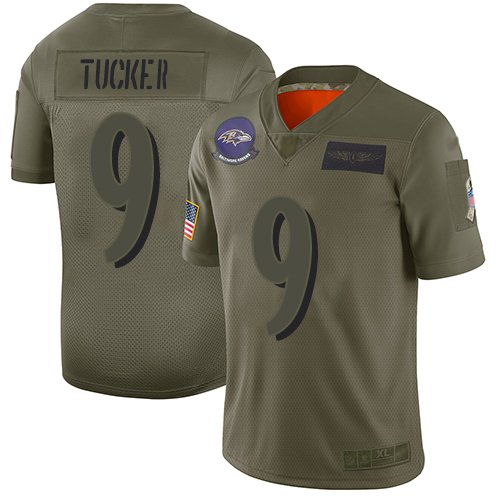 Baltimore Ravens #9 Justin Tucker Camo Men's Stitched NFL Limited 2019 Salute To Service Jersey