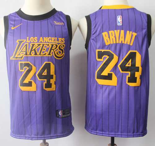 Nike Men's Los Angeles Lakers #24 Kobe Bryant Purple Swingman City Edition NBA Jersey