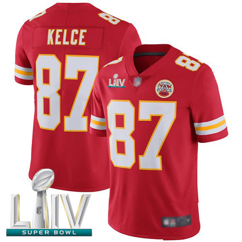 Kansas City Chiefs #87 Travis Kelce Red Team Color Super Bowl LIV Bound Men's Stitched NFL Vapor Untouchable Limited Jersey