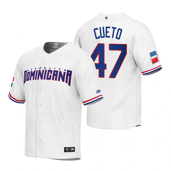 Dominican Republic Baseball Johnny Cueto White 2023 World Baseball Classic Replica Jersey WBC White Jersey