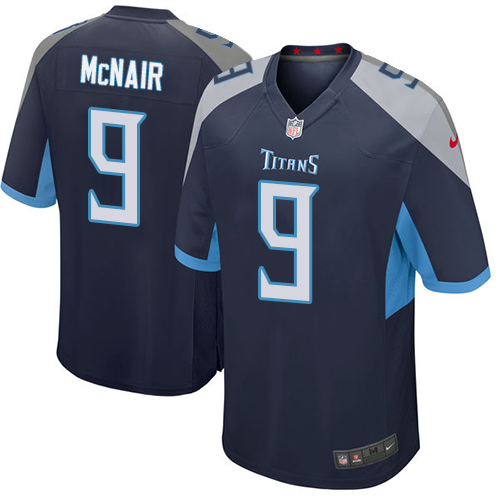 Men's Nike Tennessee Titans #9 Steve McNair Game Home Navy Blue NFL Jersey