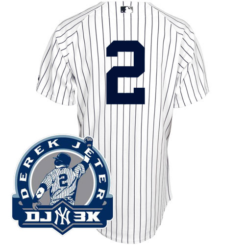 New York Yankees #2 Derek Jeter White With DJ-3K Patch Stitched MLB Jersey