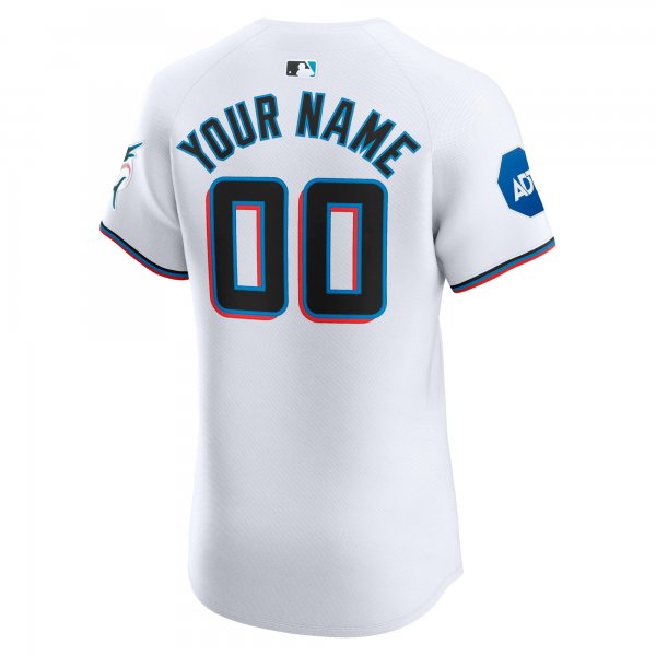 Men's Miami Marlins Nike White Home Elite Custom Patch Jersey