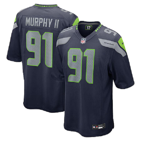 Men's Seattle Seahawks #91 Byron Murphy II Nike College Navy 2024 NFL Draft First Round Pick Player Limited Jersey