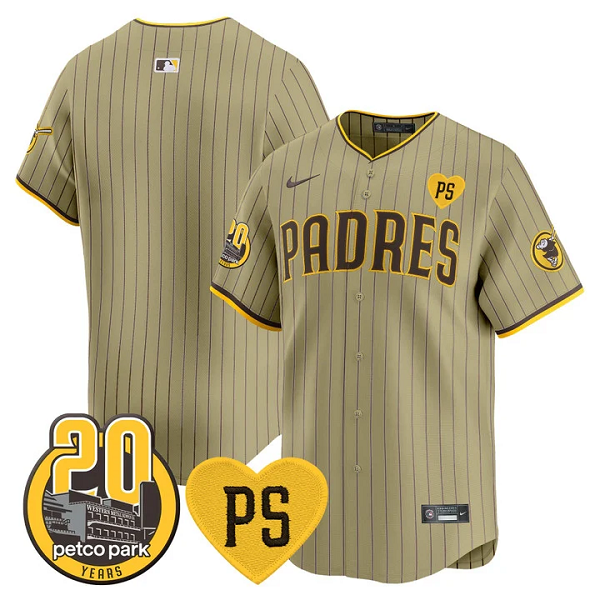 Men's San Diego Padres Blank For Peter & Petco Park 20th Patch Vapor Premier Limited All Stitched Cool Base Jersey