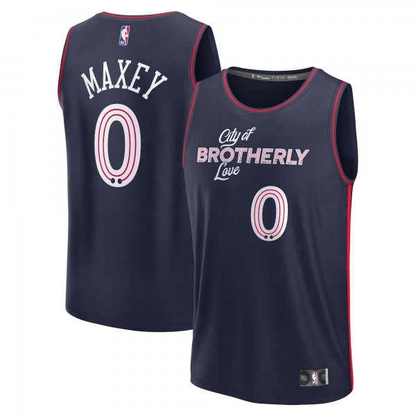 Youth Philadelphia 76ers Tyrese Maxey Fanatics Navy 2023/24 Fast Break Jersey - City Edition