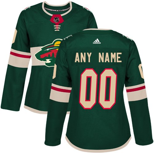 Women's Adidas Minnesota Wild Green Home NHL Customized Jersey