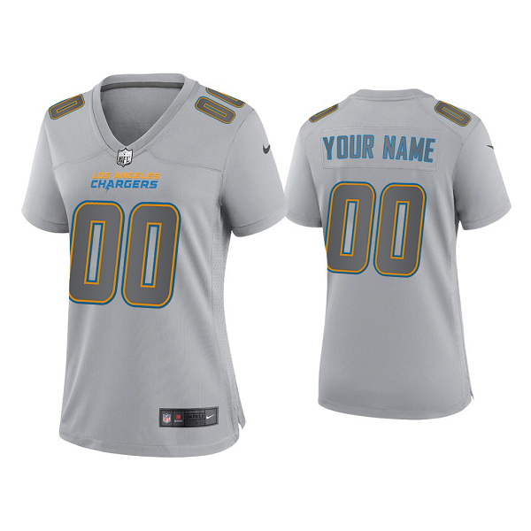 Women's Los Angeles Chargers Custom Gray Atmosphere Fashion Game Jersey