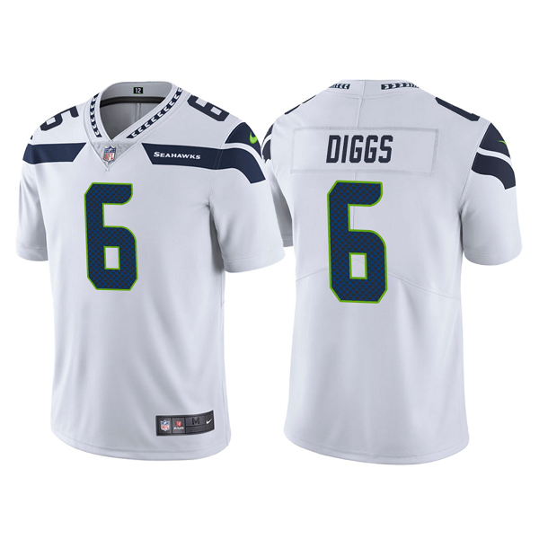 Men's Nike Seattle Seahawks #6 Quandre Diggs White NFL Vapor Limited Jersey