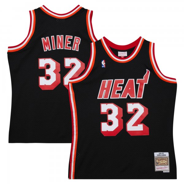 Men's Miami Heat Harold Miner Mitchell & Ness Black 1992/93 Hardwood Classics Swingman Throwback Jersey