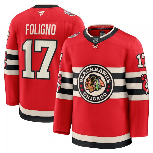 Nick Foligno #17 Chicago Blackhawks Fanatics 2025 NHL Winter Classic Premium Player Red Jersey