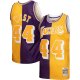 Men's Los Angeles Lakers Jerry West Mitchell & Ness Purple/Gold Hardwood Classics 1971/72 Split Swingman Jersey