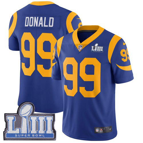 Nike Los Angeles Rams #99 Aaron Donald Royal Blue Alternate Super Bowl LIII Bound Men's Stitched NFL Vapor Untouchable Limited Jersey