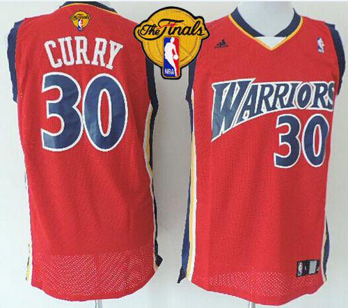 Men's Golden State Warriors #30 Stephen Curry Red Throwback The Finals Patch Stitched NBA Jersey