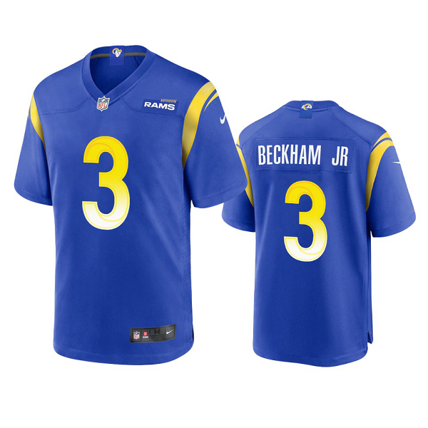 Men's Los Angeles Rams #3 Odell Beckham Jr. Royal Game NFL Jersey