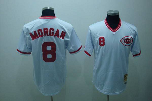 Mitchell And Ness Cincinnati Reds #8 Joe Morgan Stitched White Throwback MLB Jersey