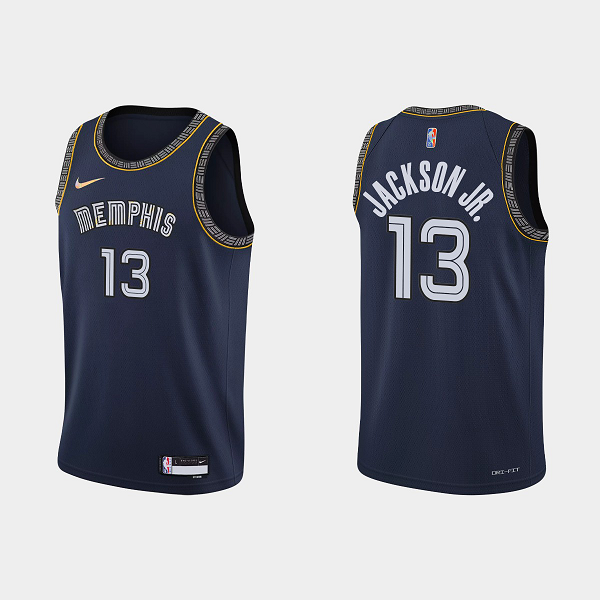 Men's Memphis Grizzlies #13 Jaren Jackson Jr. City 2021-22 75th Anniversary Navy NBA Jersey