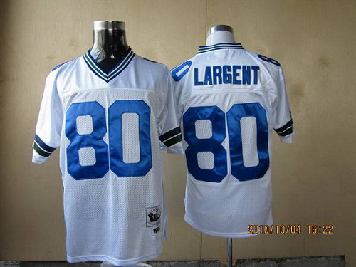 Men's Mitchell And Ness Seattle Seahawks #80 Steve Largent White Throwback Stitched NFL Jersey