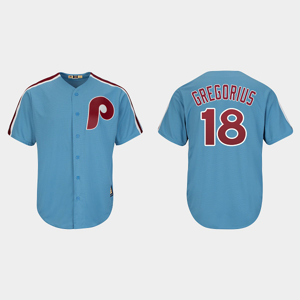 Men's Philadelphia Phillies #18 Didi Gregorius Light Blue Cooperstown Player Cool Base MLB Jersey