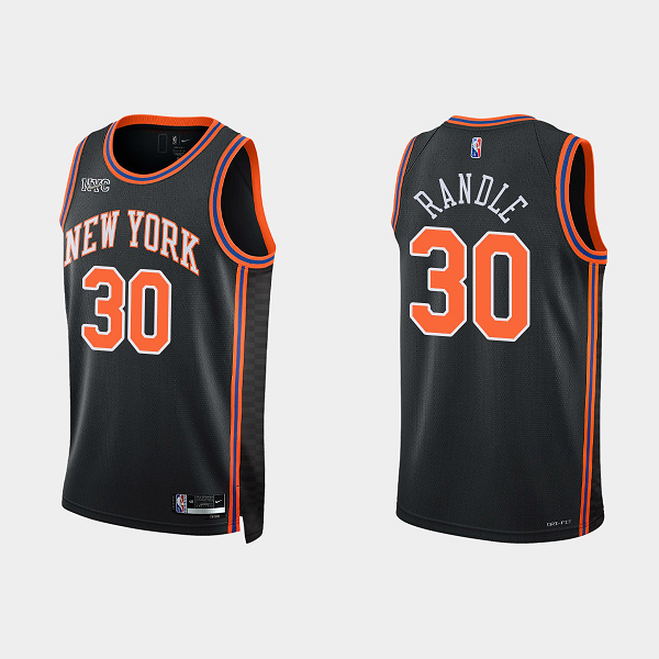 Men's New York Knicks #30 Julius Randle 2021-22 75th Anniversary City Black NBA Jersey