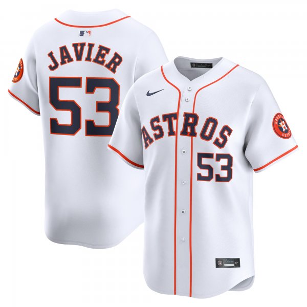 Men's Houston Astros #53 Cristian Javier Nike White Home Limited Player Jersey