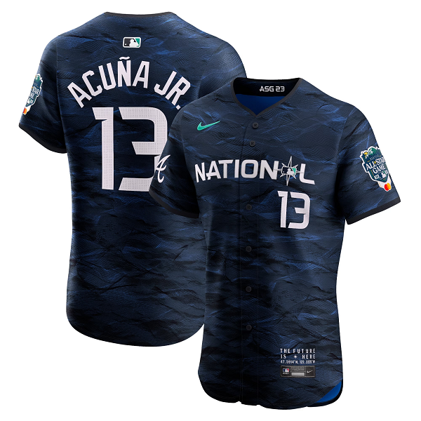 Men's National League #13 Ronald Acuna Jr. Nike Royal 2023 MLB All-Star Game Flex Base Jersey