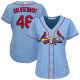 St. Louis Cardinals #46 Paul Goldschmidt Light Blue Alternate Women's Stitched MLB Jersey