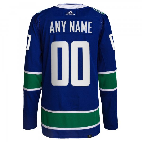 Men's Vancouver Canucks  adidas Royal Home  Primegreen Custom Jersey