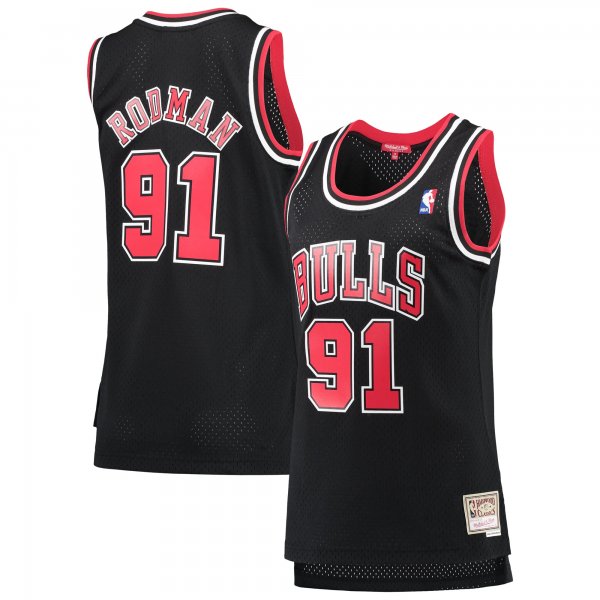 Women's Chicago Bulls Dennis Rodman Mitchell & Ness Black  Hardwood Classics Swingman Jersey