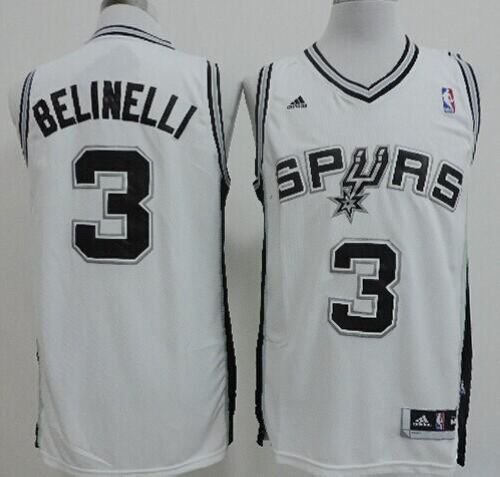 Men's Revolution 30 San Antonio Spurs #3 Marco Belinelli White Stitched NBA Jersey