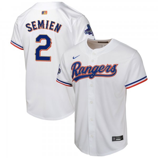 Youth Texas Rangers Marcus Semien Nike White 2024 Gold Collection Limited Player Jersey