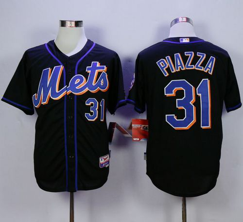 Men's New York Mets #31 Mike Piazza Black Cool Base Stitched MLB Jersey