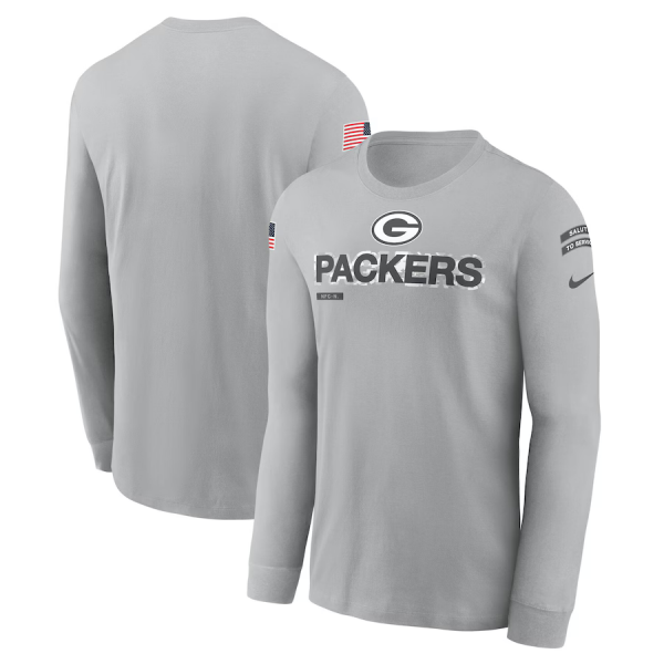 Men's Nike Gray Green Bay Packers 2024 Salute To Service Long Sleeve T-Shirt