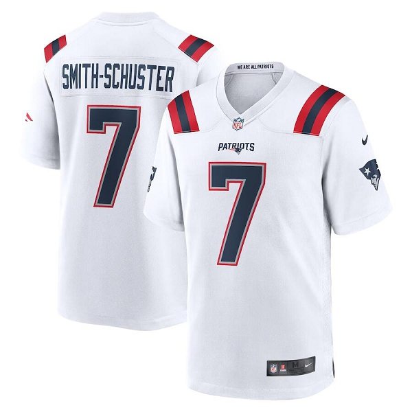 Men's Nike #7 JuJu Smith-Schuster White New England Patriots Limited Player Jersey