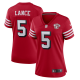 Women's San Francisco 49ers #5 Trey Lance Nike Scarlet 75th Anniversary Alternate Player Limited Jersey