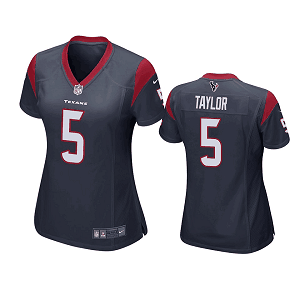 Women's Houston Texans #5 Tyrod Taylor Navy Game Jersey