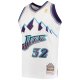 Men's Utah Jazz Karl Malone Mitchell & Ness White 1996/97 Hardwood Classics Swingman Jersey