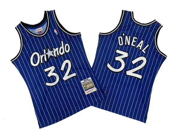 Men's Orlando Magic #32 Shaquille O'neal 1994-95 Blue Mitchell and Ness NBA Jersey