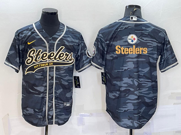 Men's Pittsburgh Steelers Blank Camouflage Stitched Baseball Cool Base Jersey