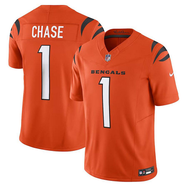 Men's Cincinnati Bengals #1 Ja'Marr Chase Nike Orange Vapor F.U.S.E. Limited NFL Jersey