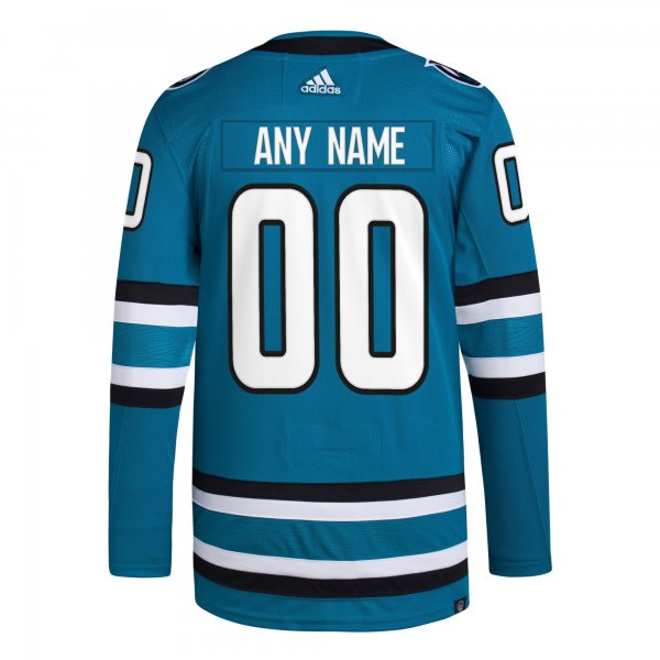 Men's San Jose Sharks  adidas Teal Home  Primegreen Custom Jersey