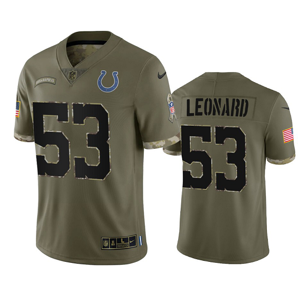 Indianapolis Colts Darius Leonard Olive 2022 Salute To Service Limited Jersey #53