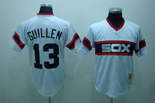 Mitchell And Ness Chicago White Sox #13 Ozzie Guillen Stitched White Throwback MLB Jersey