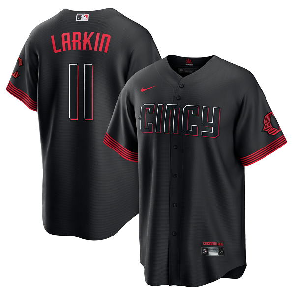 Men's Cincinnati Reds #11 Barry Larkin Nike Black 2023 City Connect Cool Base Player Jersey