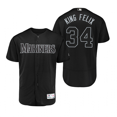 Men's Seattle Mariners Felix Hernandez King Felix Black 2019 Players Weekend MLB Jersey